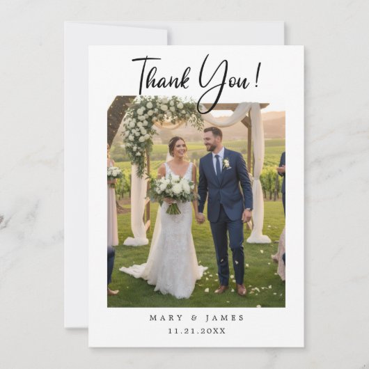 Minimalistisch eenvoudig script met hart trouwfoto kaart (Voorkant)