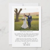 Minimalistisch eenvoudig script met hart trouwfoto kaart (Achterkant)