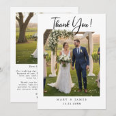 Minimalistisch eenvoudig script met hart trouwfoto kaart (Voorkant / Achterkant)