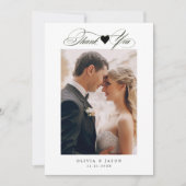 Minimalistisch eenvoudig script met hart trouwfoto kaart (Voorkant)