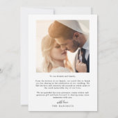 Minimalistisch eenvoudig script met hart trouwfoto kaart (Achterkant)