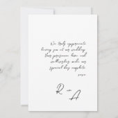 Minimalistisch eenvoudig script met huwelijksfoto  bedankkaart (Achterkant)