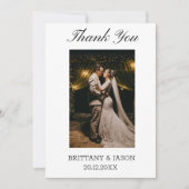 Minimalistisch eenvoudig script met trouwfoto bedankkaart (Voorkant)