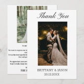 Minimalistisch eenvoudig script met trouwfoto bedankkaart (Voorkant / Achterkant)