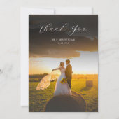 Minimalistisch eenvoudig script met trouwfoto bedankkaart (Voorkant)
