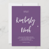 Minimalistisch eenvoudig script paarse bruiloft kaart (Voorkant)