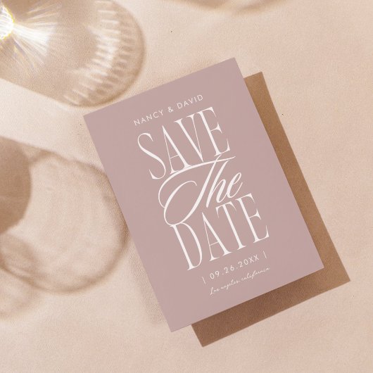 Minimalistisch Eenvoudig Script Stof Roze Huwelijk Save The Date