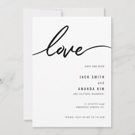 Minimalistisch Eenvoudig Script Trouwen slaat de d Save The Date (Voorkant)