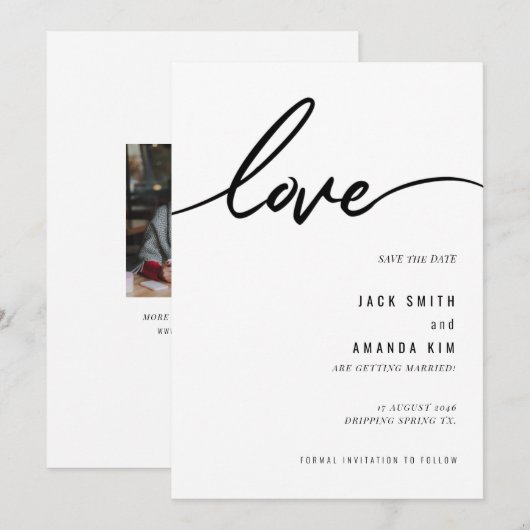 Minimalistisch Eenvoudig Script Trouwen slaat de d Save The Date (Voorkant / Achterkant)