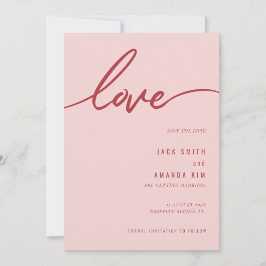 Minimalistisch Eenvoudig Script Trouwen slaat de d Save The Date (Voorkant)