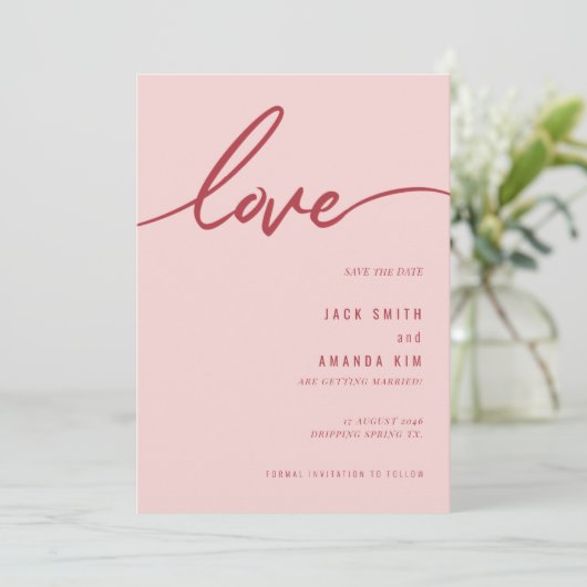 Minimalistisch Eenvoudig Script Trouwen slaat de d Save The Date (Staand voorkant)
