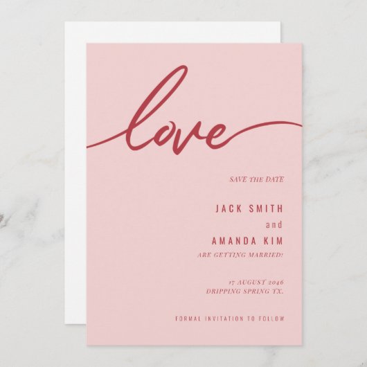 Minimalistisch Eenvoudig Script Trouwen slaat de d Save The Date (Voorkant / Achterkant)