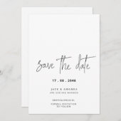 Minimalistisch Eenvoudig Script Trouwen slaat de d Save The Date (Voorkant / Achterkant)