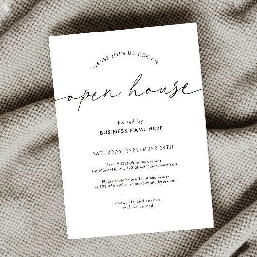 Minimalistisch Eenvoudig Script Zakelijk Open Huis Kaart