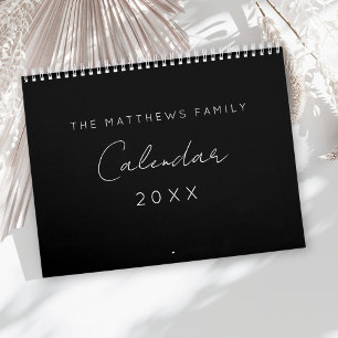 Minimalistisch Eenvoudig Script Zwart Wit 2025 Fam Kalender