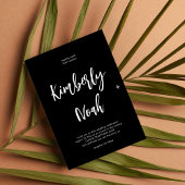 Minimalistisch eenvoudig script zwart-wit bruiloft kaart