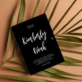 Minimalistisch eenvoudig script zwart-wit bruiloft kaart