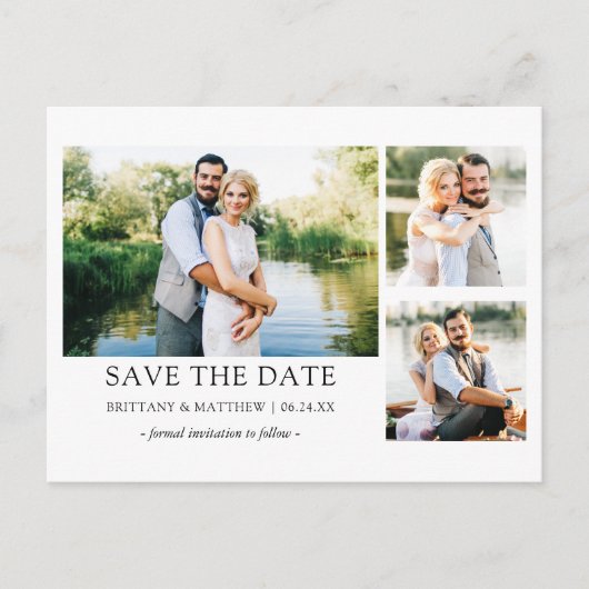 Minimalistisch Eenvoudig sparen de Datum Couple 3  Briefkaart (Voorkant)