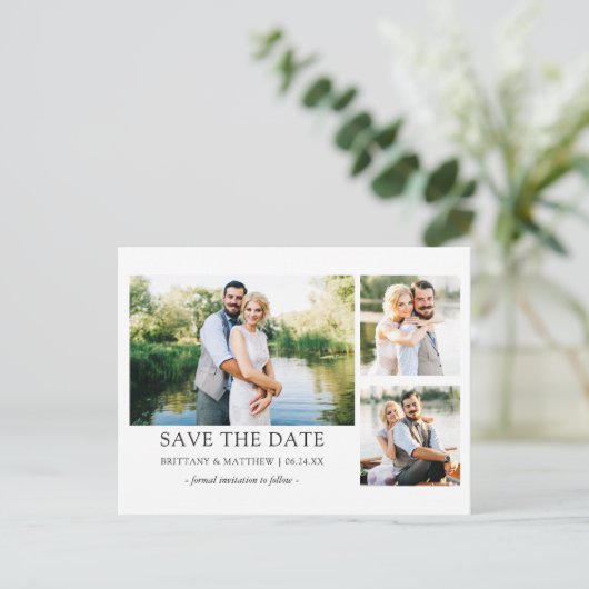 Minimalistisch Eenvoudig sparen de Datum Couple 3  Briefkaart (Staand voorkant)