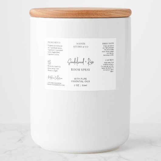 Minimalistisch eenvoudig sproeiflesje waterdicht p voedselcontainer etiket (Voorkant)