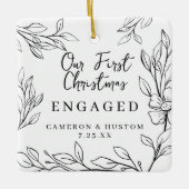 Minimalistisch eenvoudig stijlvol gepersonaliseerd keramisch ornament (Voorkant)