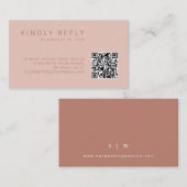 Minimalistisch eenvoudig stoffig roos QR Code RSVP Informatiekaartje (Voorkant / Achterkant)