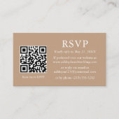 Minimalistisch Eenvoudig Taupe Weddenschap QR RSVP Informatiekaartje (Voorkant)