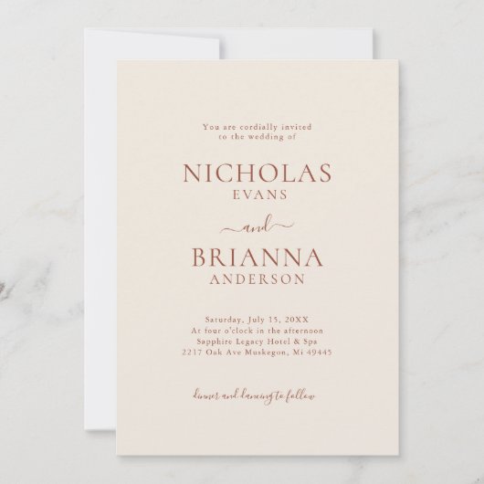 Minimalistisch eenvoudig terracotta boho bruiloft kaart (Voorkant)