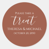Minimalistisch Eenvoudig Terracotta Wedding Neem e Ronde Sticker (Voorkant)