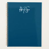 Minimalistisch eenvoudig twee monogram Blauwgroen Planner (Voorkant)
