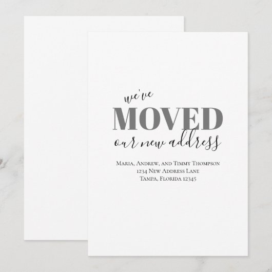 Minimalistisch: eenvoudig verplaatsen aankondiging (Voorkant / Achterkant)