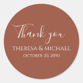 Minimalistisch Eenvoudig Weddenschap Dank je Terra Ronde Sticker (Voorkant)