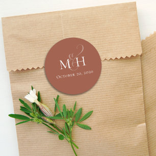 Minimalistisch Eenvoudig Weddenschap Monogram Terr Ronde Sticker