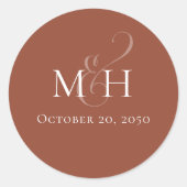 Minimalistisch Eenvoudig Weddenschap Monogram Terr Ronde Sticker (Voorkant)