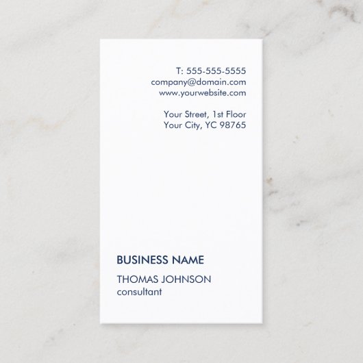 Minimalistisch Eenvoudig Wit Blauw Consultant Bedr Visitekaartje (Voorkant)