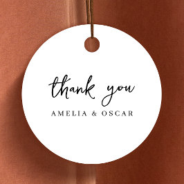 Minimalistisch eenvoudig wit dank u bruiloft bedankjes labels
