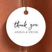 Minimalistisch eenvoudig wit dank u bruiloft bedankjes labels