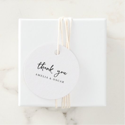 Minimalistisch eenvoudig wit dank u bruiloft bedankjes labels (In situ)