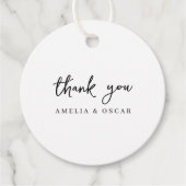 Minimalistisch eenvoudig wit dank u bruiloft bedankjes labels (Voorkant)