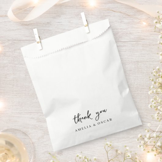 Minimalistisch eenvoudig wit dank u bruiloft bedankzakje (Geknipt)