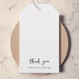 Minimalistisch eenvoudig wit dank u bruiloft cadeaulabel