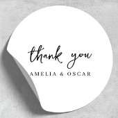 Minimalistisch eenvoudig wit dank u bruiloft ronde sticker