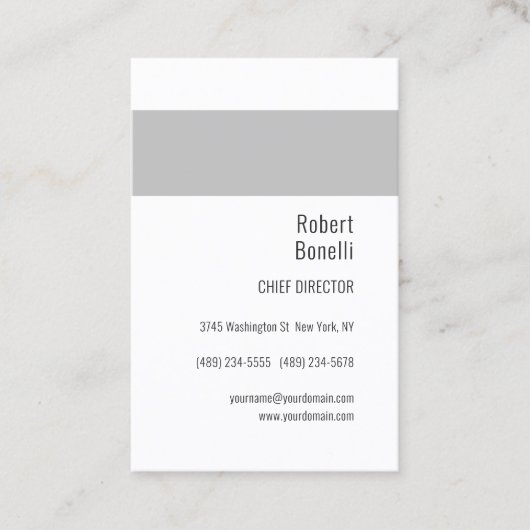 Minimalistisch Eenvoudig Wit Grijs Modern Visitekaartje (Voorkant)