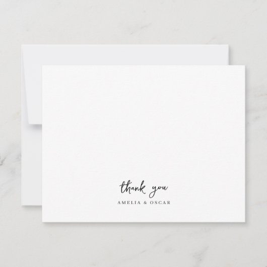 Minimalistisch eenvoudig wit handgeschreven script bedankkaart (Voorkant)