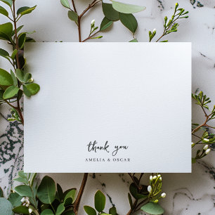Minimalistisch eenvoudig wit handgeschreven script bedankkaart