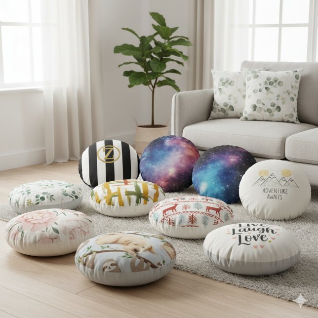 Minimalistisch Eenvoudig Wit Kleurkussen Rond Kussen (Creator heeft geüpload)