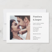 Minimalistisch eenvoudig wit modern fotohuwelijk kaart (Voorkant)