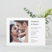 Minimalistisch eenvoudig wit modern fotohuwelijk kaart (Staand voorkant)
