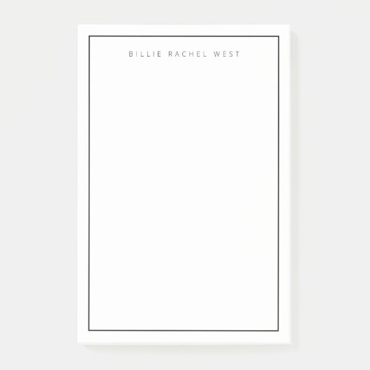 Minimalistisch eenvoudig wit modern grensmonogram post-it® notes (Voorkant)