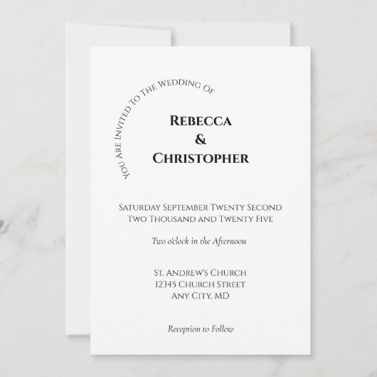 Minimalistisch eenvoudig wit, modern huwelijk kaart (Voorkant)